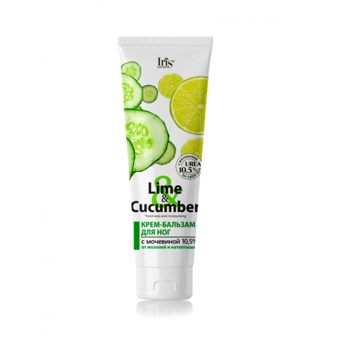 Крем-бальзам IRIS Lime & Cucumber для ног 100мл с мочевиной 10,5% от мозолей и натоптышей